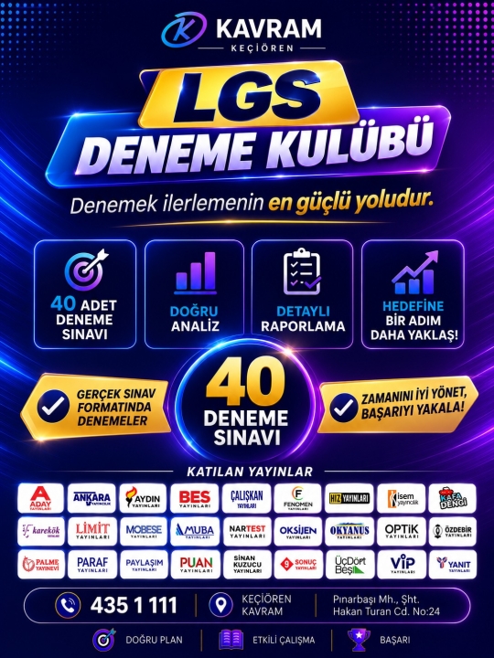 Keçiören Kavram LGS Deneme Kulübü | 40 Gerçek Sınav Formatında LGS Denemesi