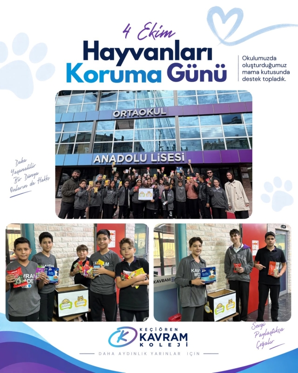Keçiören Kavram Koleji’nde 4 Ekim Hayvanları Koruma Günü: İyilik Paylaştıkça Çoğalır